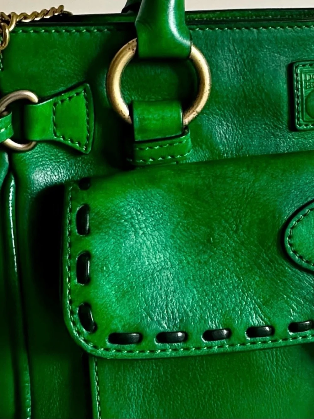 Dooney & Bourke Vintage Emerald Green Florentine Leather Satchel